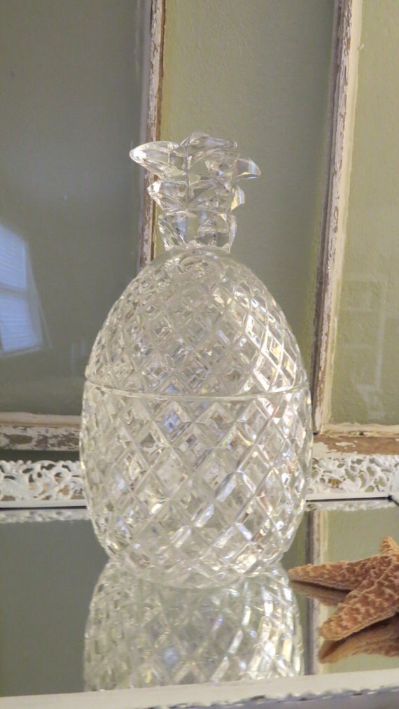 Pineapple Decor Lead Crystal Pineapple Jar Candy Dish Lidded