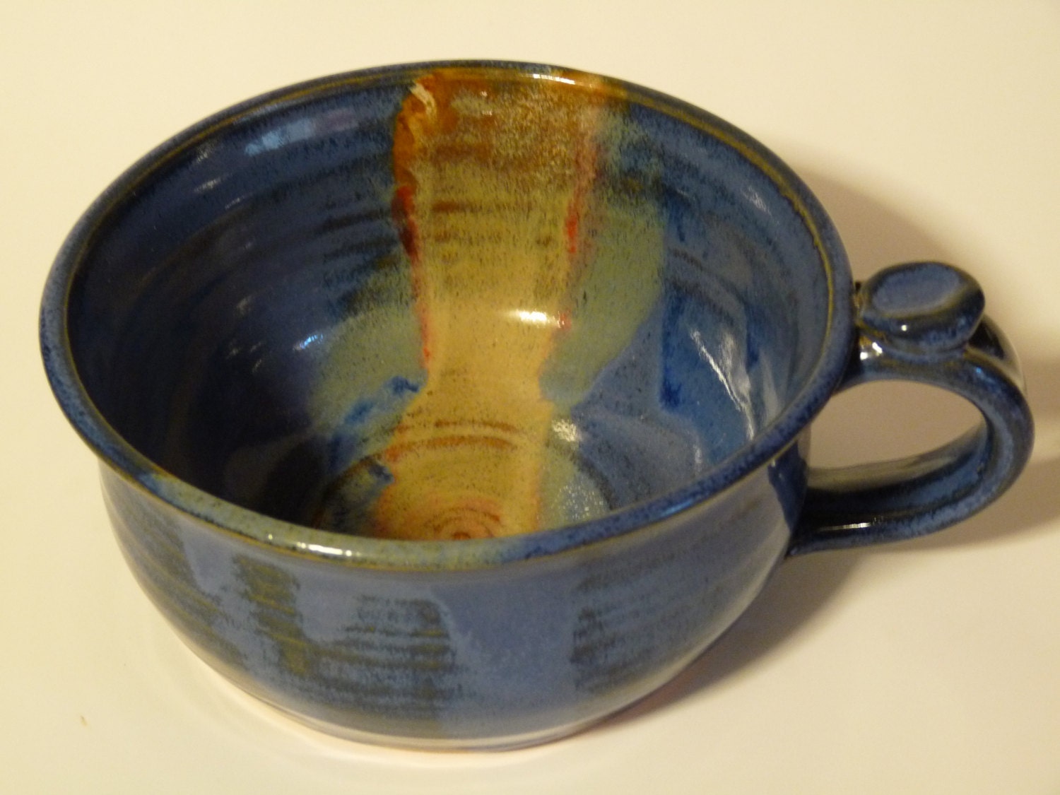POTTERY SOUP MUG Large Chowder Mug One Cappuccino mug / Blue