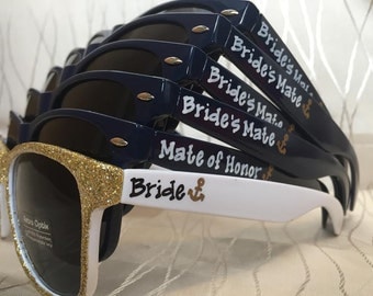 Bride's Mate sunglasses for your wedding party/mate of honor/Shipfaced/Nauti Crew sunglasses/bachelorette cruise party/last sail