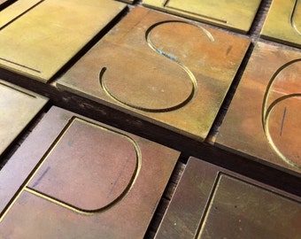 Vintage Brass Engraving Letters and Numbers / 3 Inch Letters / Brass Letters / Brass Numbers / Industrial Decor / Word Sign / 3 Inch Numbers