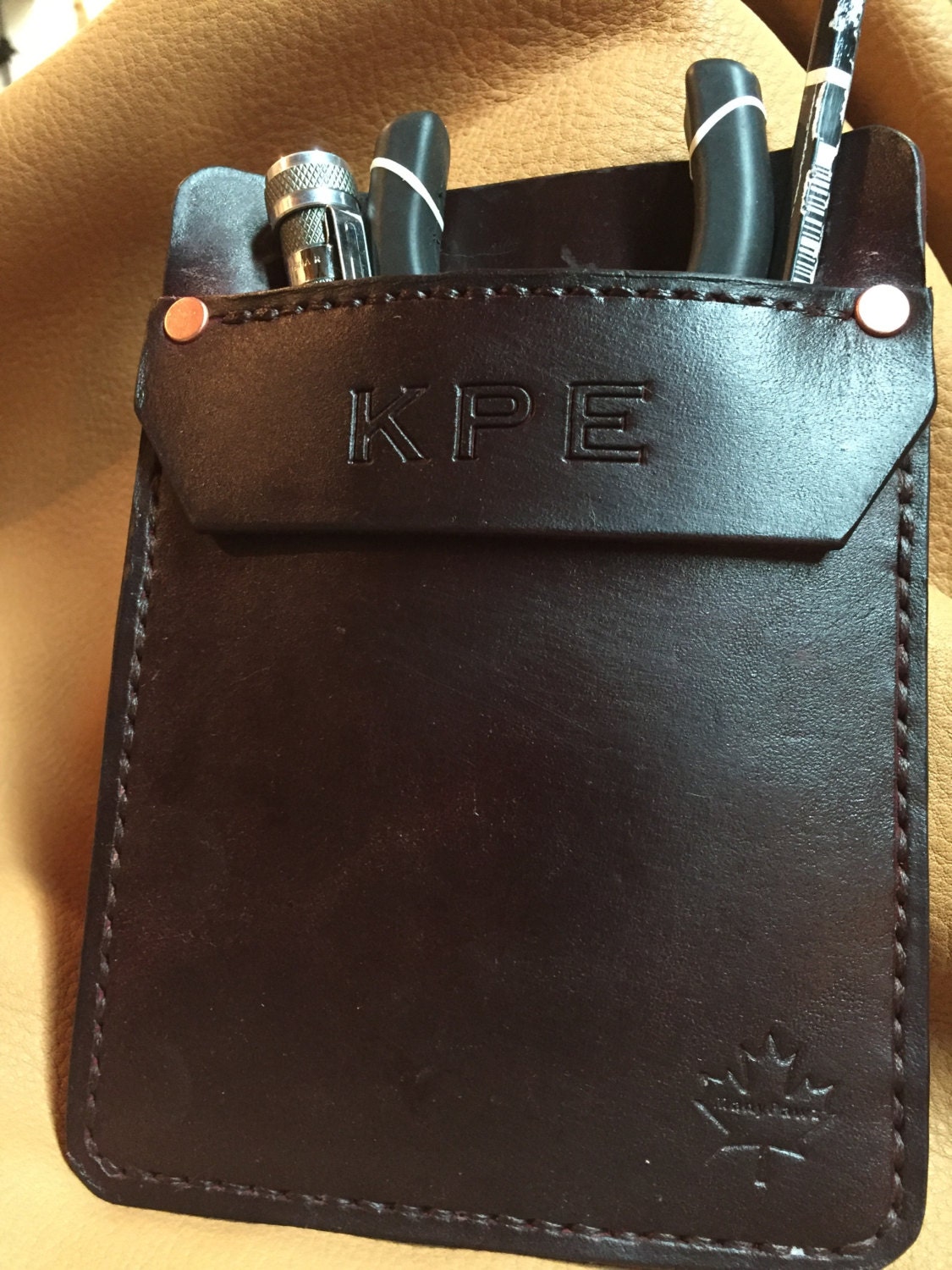 Customize your Leather Pocket Protector for pants lab coats