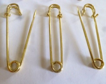 Vintage Big Safety Pins (set of 6)