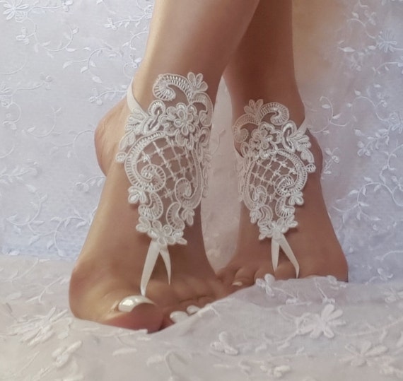 Free ship ivory wedding shoe barefoot sandles wedding prom party steampunk bangle beach anklets bangles bridal bride bridesmaid
