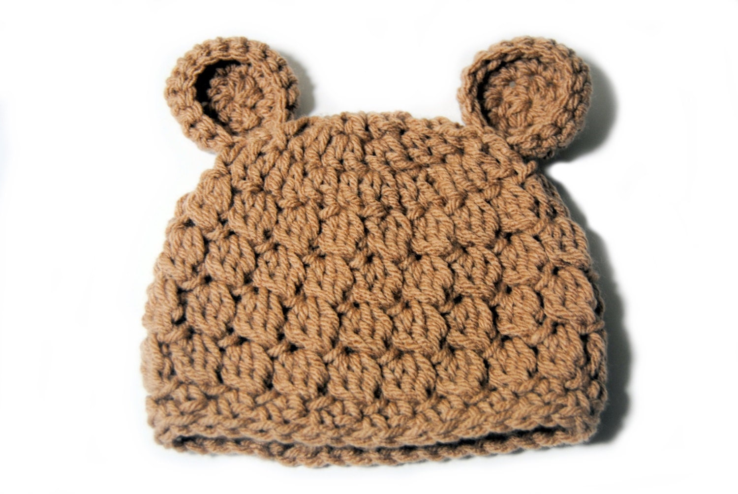 Crochet Baby Hat Bear Ears Light Brown Newborn Baby by ToryMakes