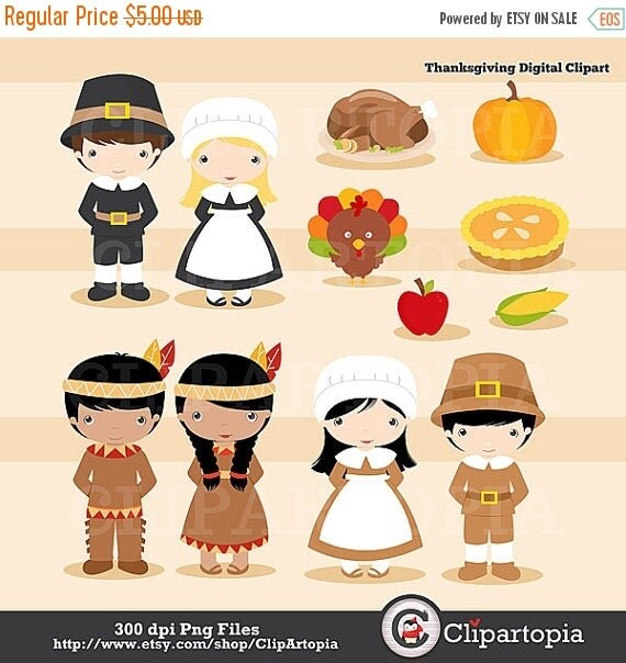 50% OFF SALE Thanksgiving pilgrim digital clipart / Thanksgiving clip art / Pilgrim clipart for personal and commercial use / instant downlo Il_570xn