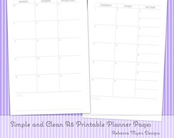 A5 Graph Filofax Planner Pages Printable by RebeccaMyersDesigns