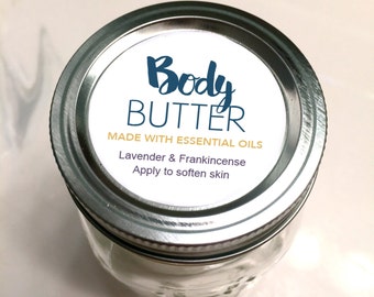 Essential Oil Printable Labels - Body Butter 2" round labels - Add your ingredients or your contact info in editable pdf