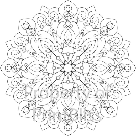 10. Flower Mandala printable coloring page.