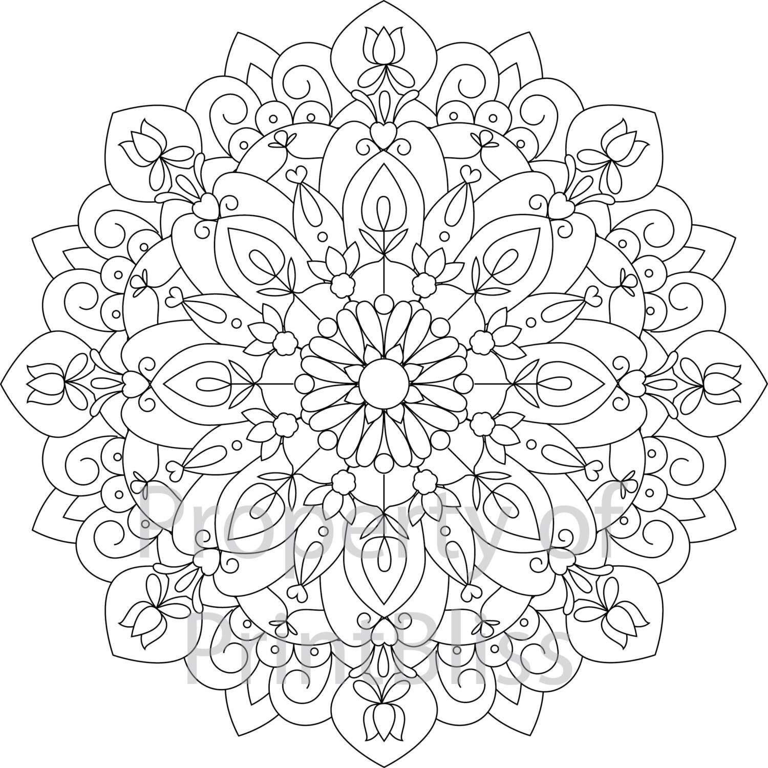 10 Flower Mandala printable coloring page by PrintBliss