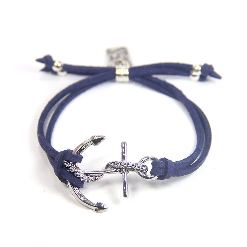 Navy Blue Anchor Bracelet Find joy in the journey Bracelet