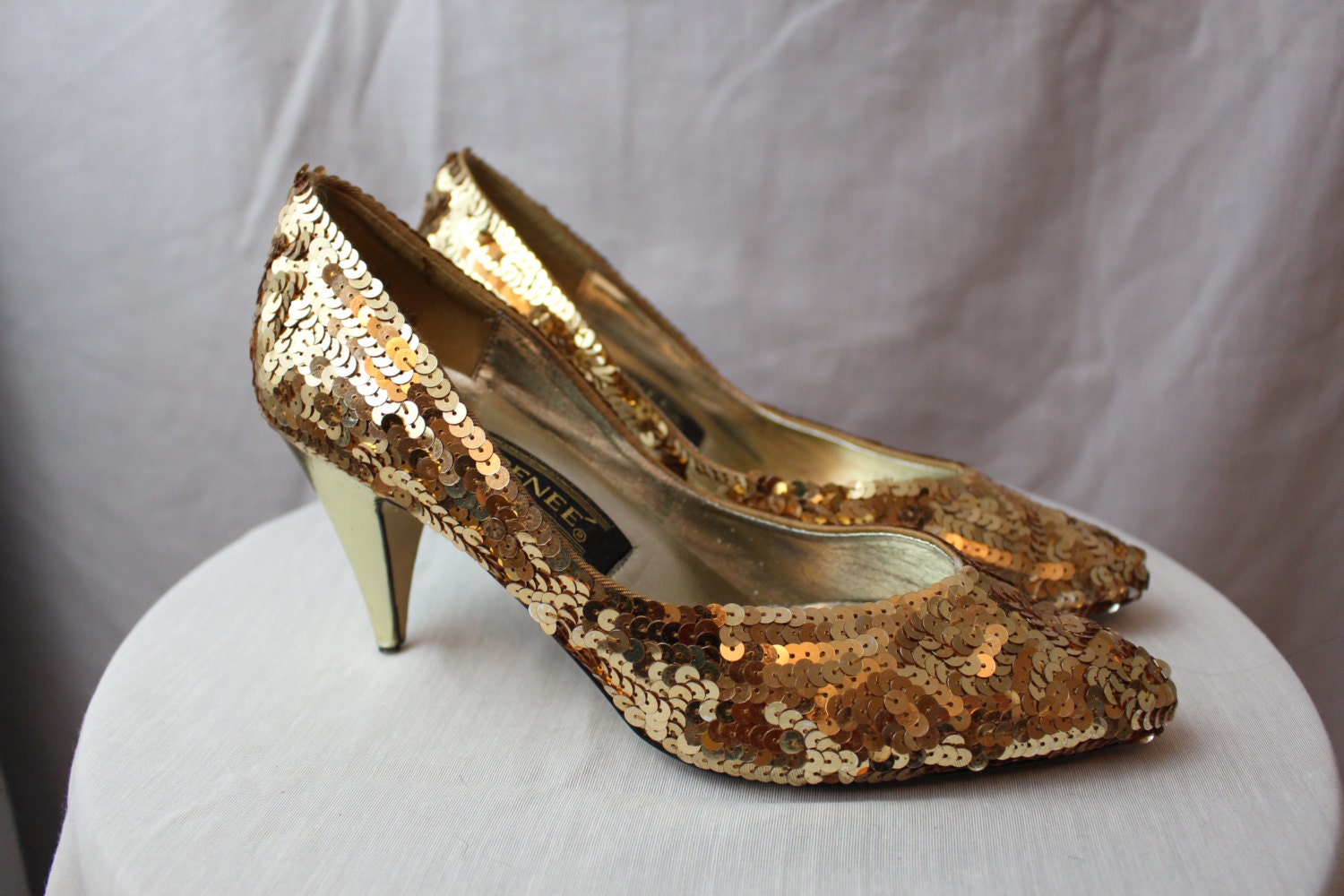 J. Renee sequined gold heels