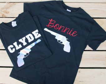 Bonnie and Clyde, Matching Couple Shirts, Wifey Hubby Shirts, Couples T-Shirts, His and Her Shirts, Wedding Gift, Matching T Shirts