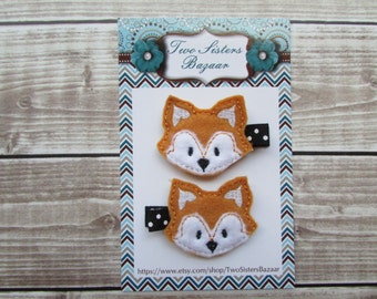 Fox Hair Clip, Fox Feltie, Girls Hair Clip, Toddler Hair Clip