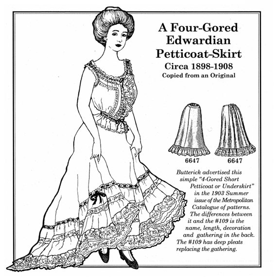 PA109O 1982 1989 Edwardian Petticoat Sewing Pattern by