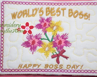 WORLD'S BEST BOSS Mug Mat/Mug Rug Digital File, Instant Download - National Boss Day is October 16