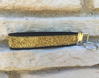 Gold Keychain Wristlet - Key Fob Wristlet Keychain - Glitter Keychain Bracelet Teen Gifts - Wrist Key Chain Wristlet