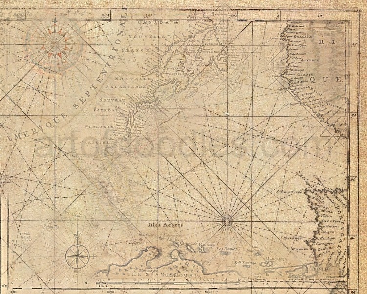 Vintage mapOld nautical Map PrintAntique mapprintable