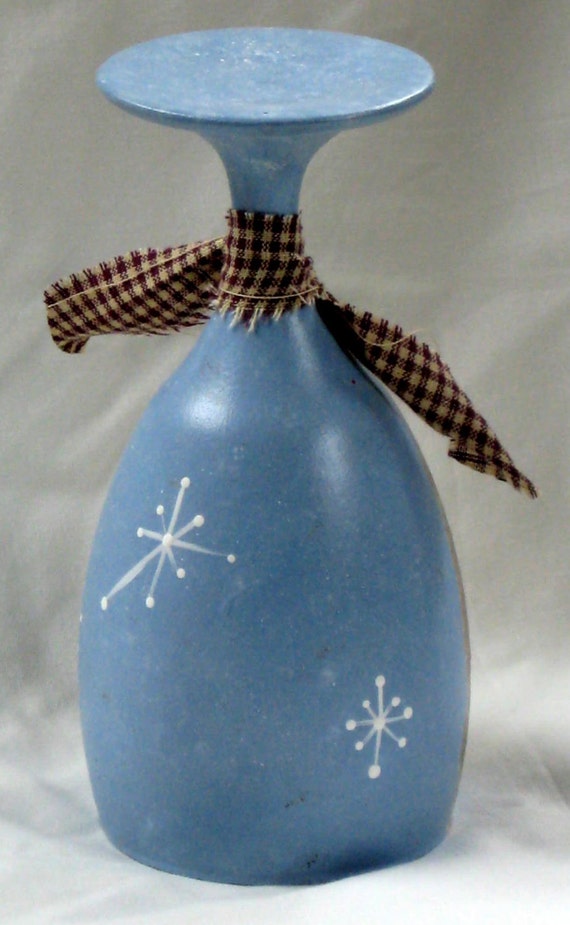 Snowman Tea Light Candle Holder Vintage Glass by KathysKountry