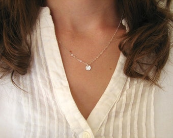 Itty Bitty Silver Disc Necklace, Tiny Dot Necklace, Tiny Silver Circle Necklace, Silver Dot Necklace - Sterling Silver Chain
