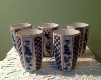 Vintage Set of Five Ceramic Juice Cups