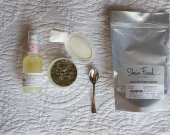 DETOX FACE MASK | Organic Face Kit Set | Mean Green | Clarify with Kelp | Alfalfa | Dead Sea Clay | Organic Skin Care | Green Beauty