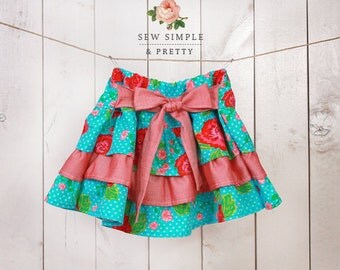 Girls skirt pattern pdf l Toddler ruffle skirt pattern l Easy children sewing patterns - 12 m to 12 years