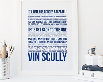 Dodger Baseball - Vin Scully Quotes - Sports Typography - Major League Baseball