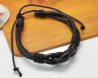 Leather Infinity Bracelet, Infintity Knot Bracelet, Unisex Leather Bracelet, Multi strand leather bracelet