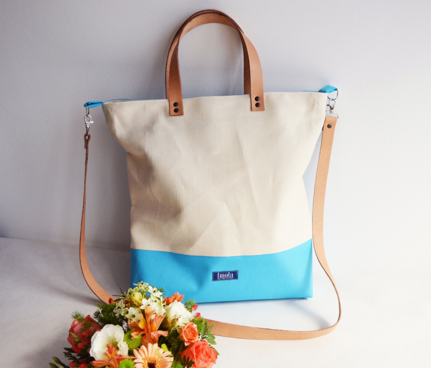 Extra large XL canvas tote bag shopping bag by imolabynoemiimola
