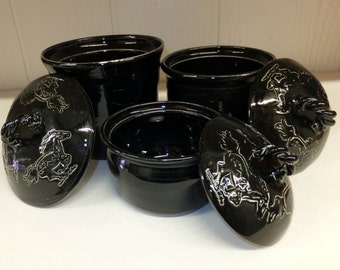 Black Horse Canister Set with Rope Handles