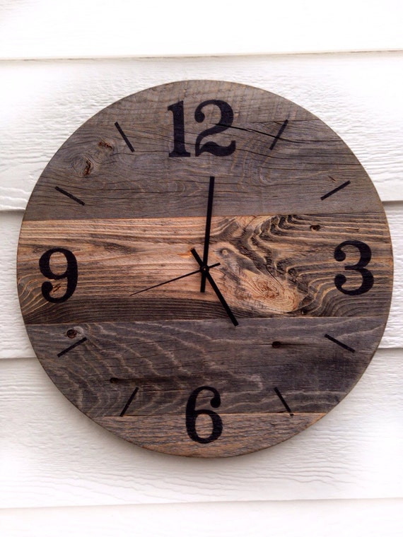 Rustic Barn Wood Clock Wooden Clock Large Barnwood Wall Clock Reclaimed ...