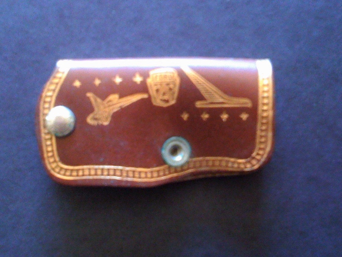 Vintage FORD Leather Car Key Holder Key Case Key Fob Brown