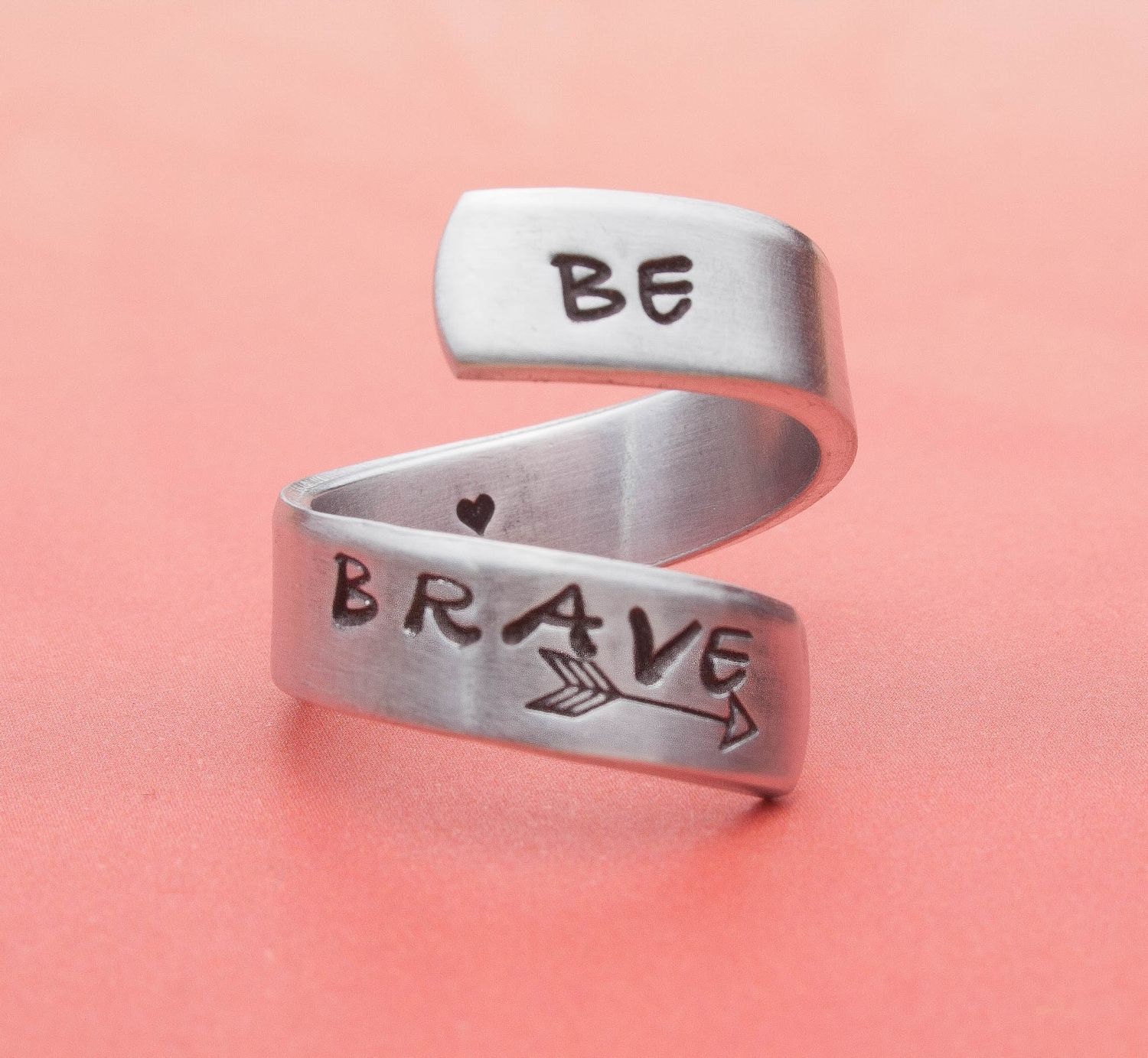 Inspirational Ring, Be Brave Ring, Brave Ring, Hand Stamped Ring, Quote Ring, Mantra Ring, Gift for Her, Birthday Gift, Handmade Jewelry