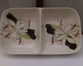 1940's Red Wing Dinnerware-Lotus-Gray-Divided Serving Dish