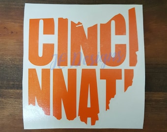 Cincinnati Ohio OH Vinyl Decal, State City Cutout, Car Decal, Yeti Cup Decal