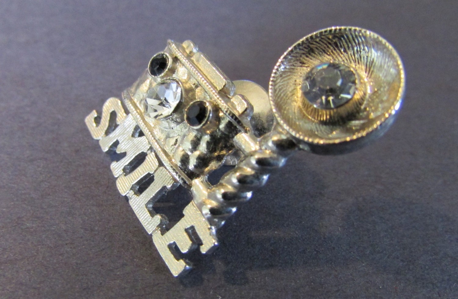 Vintage Camera Brooch Camera Pin Rhinestone by 4RLoveOfOldAndNew