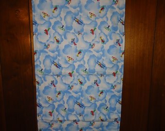 Airplaines and Clouds Flannel Reversible Table Dresser Runner Size 16 3/4"W x 37 1/4"L
