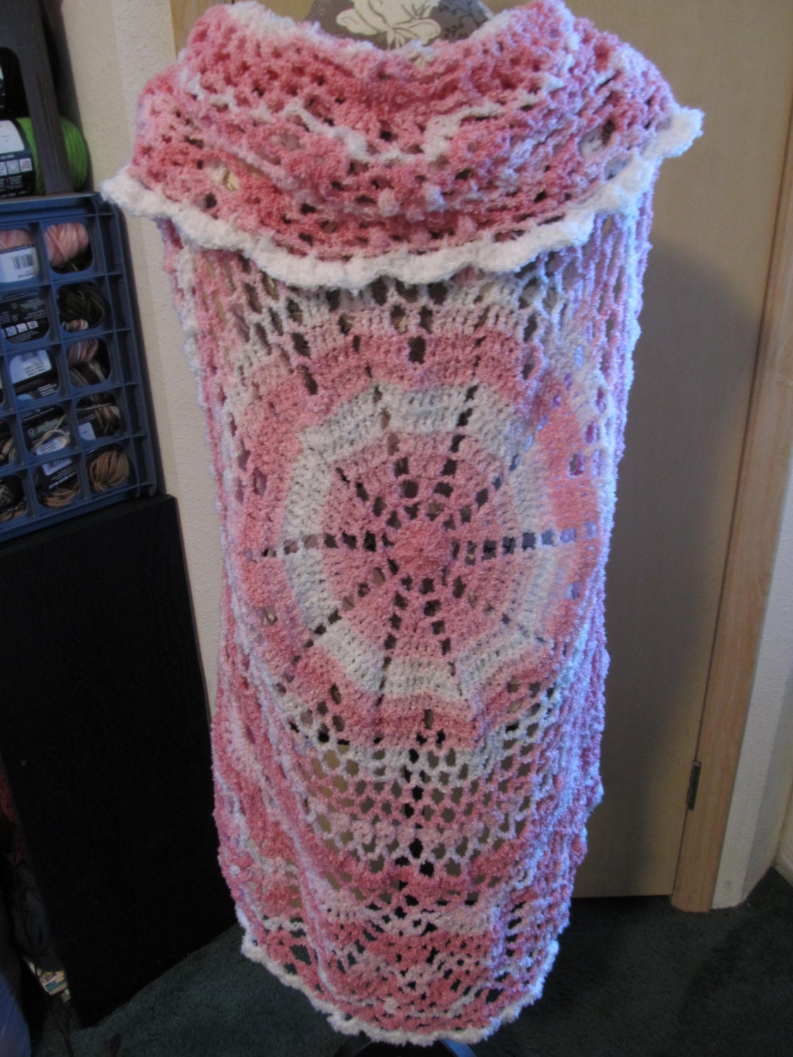 Crochet PATTERN for Sweet Love Circular Shawl with Arm Holes
