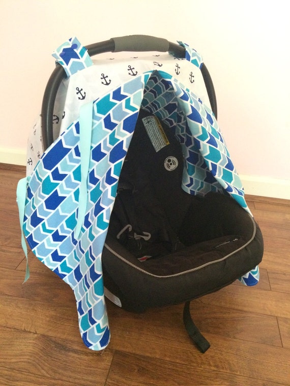 Carseat canopy Nautical car seat canopy by LittleWoodsCreations