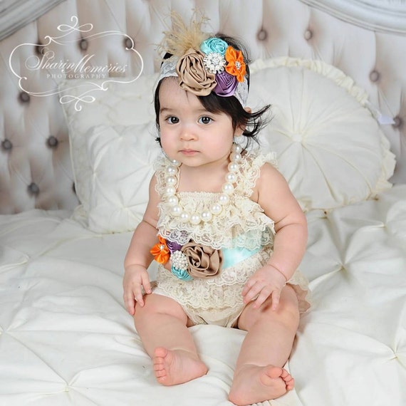 Vintage Headband/Fall Headband/Flower Girl Headband/Infant