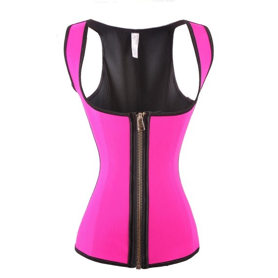 Sexy Pink Double Zipper Waist Trainer Latex by KeyLargoBoutique