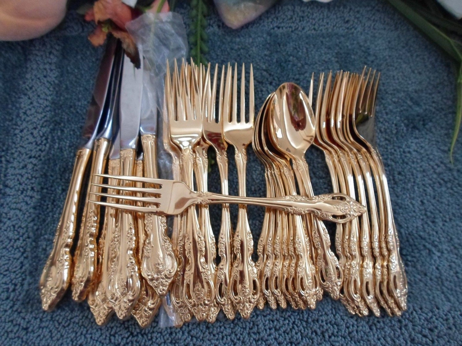 Oneida GOLDEN BRAHMS Vintage UsA Community Line Gold Flatware 43pc Lot
