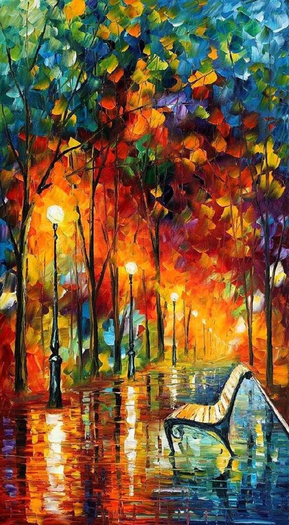 Abstract Canvas Painting Park Fine Art By Leonid Afremov The