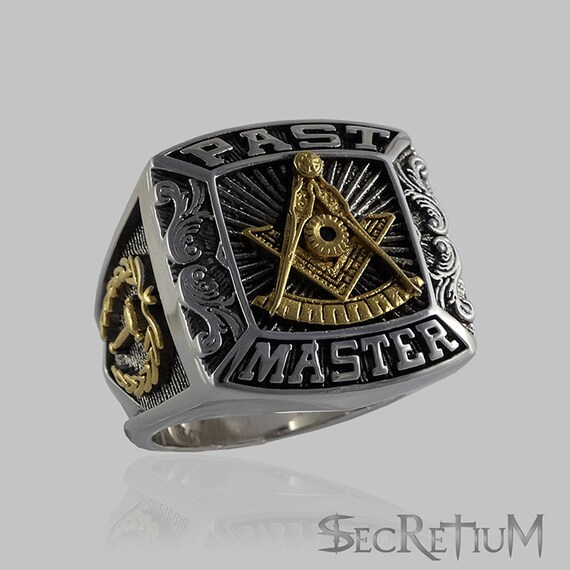 Masonic Custom Made Blue Stone Past Master Ring Unique 18K