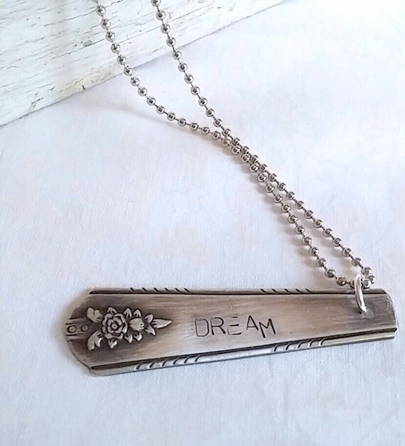 Items similar to Flatware necklace, Handstamped jewelry, vintage