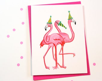 Pink flamingo Birthday card farting flamingo stinky pink