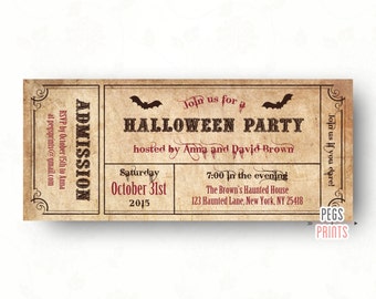 Halloween Party Invitations // Adult Halloween Invitation Printable // Ticket Halloween Invitation // Halloween Admit One Invitation