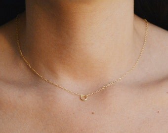 gold necklace, gold circle necklace, simple necklace, everyday necklace, dainty necklace, tiny necklace, petite jewelry ,gift for women