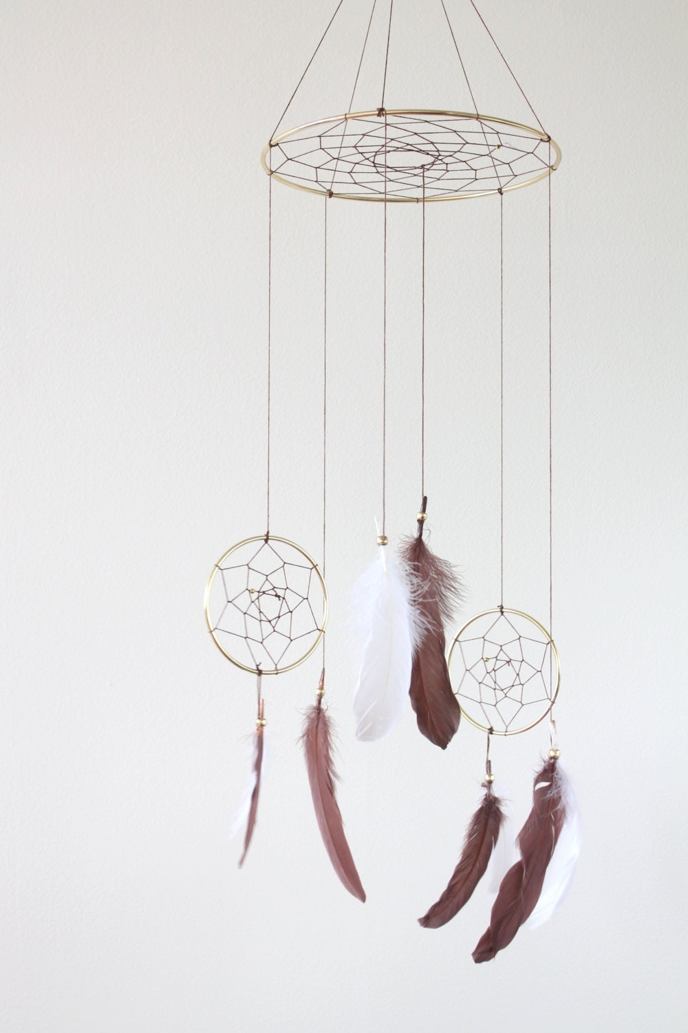 Dreamcatcher Mobile Brown Boho Bohemian Baby by TheDreamBarn