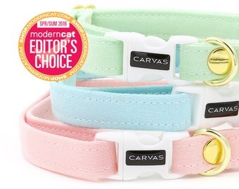 Pastel Cat Collars with Breakaway Safety Buckle - Mint Green, Baby Blue, Soft Pink - Kitten Size Available